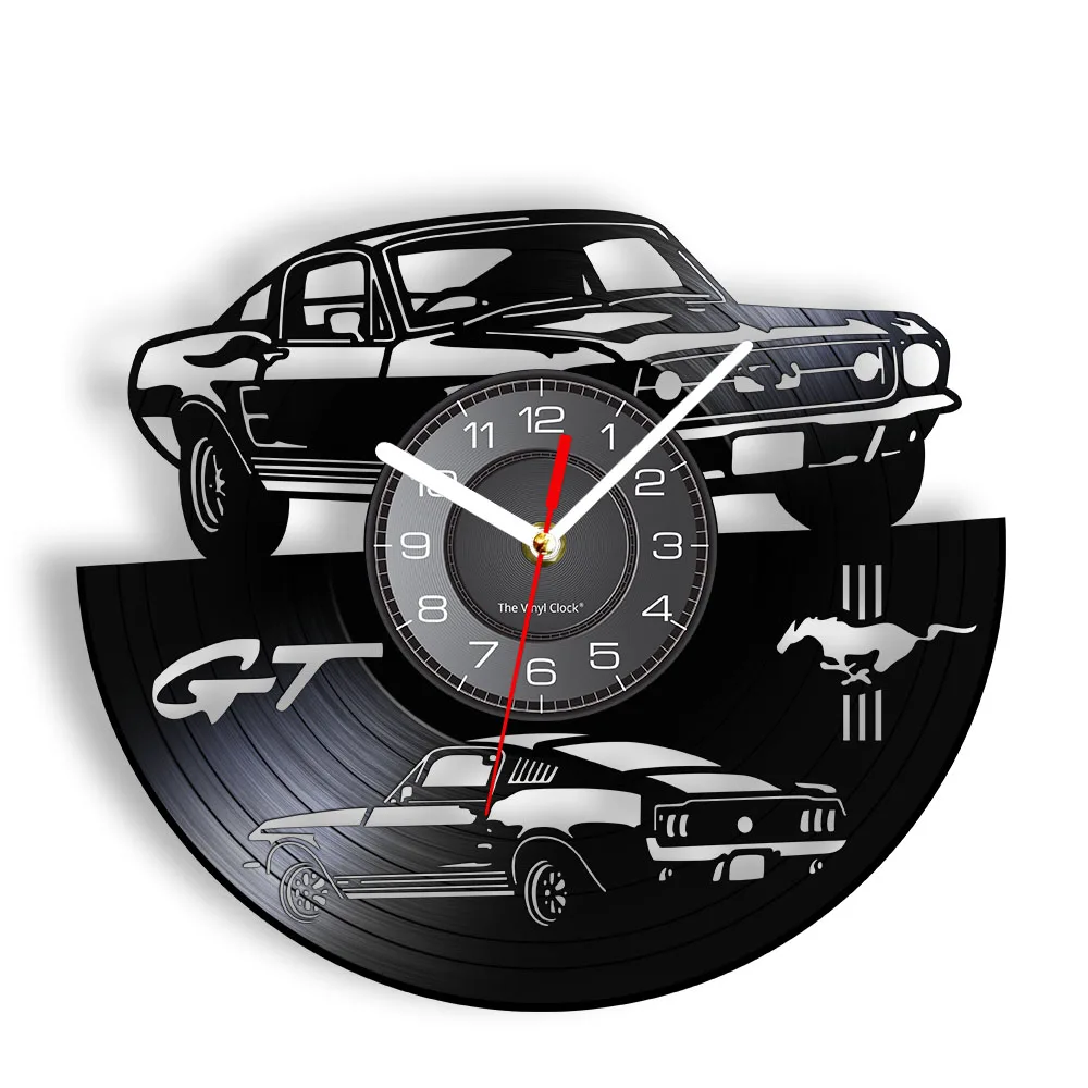 Спортивный автомобиль GT Premium Fastback, Виниловая пластинка, настенные часы для мужчин, Автомобильный домашний декор, Подвесные бесшумные кварцевые часы