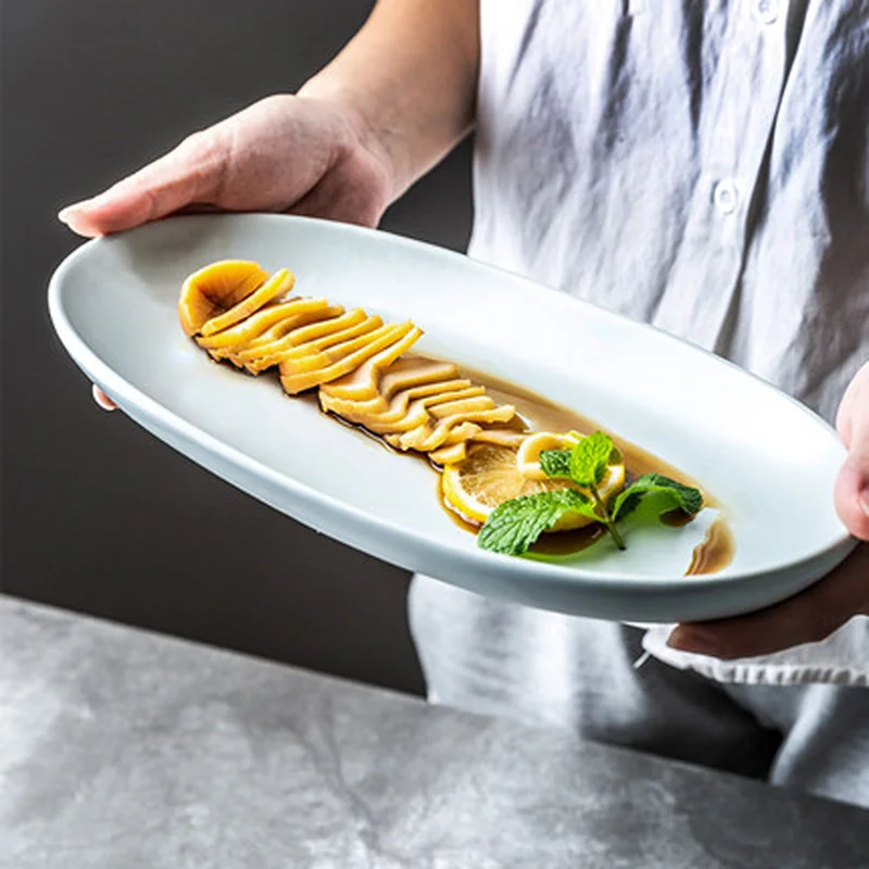 Творческая японская посуда керамическая рыба на пару рыбная тарелка большая длинная тарелка бытовая кухня индивидуальность большая рыбная тарелка