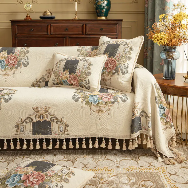 Текстурированный чехол для дивана AI WINSURE на 1/2/3/4/5 мест, Жаккардовый 3D Цветочный чехол для дивана-шезлонга, полотенце на заказ