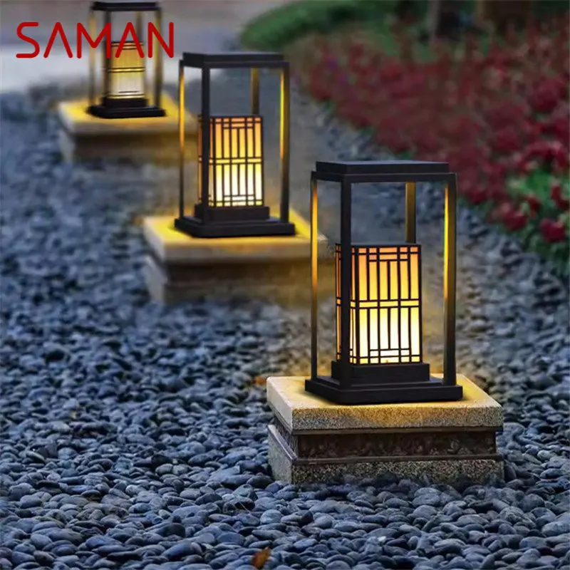 Уличная газонная лампа SAMAN, Китайское классическое светодиодное портативное освещение, водонепроницаемое IP65 для электричества, домашний отель, Вилла, Садовый декор
