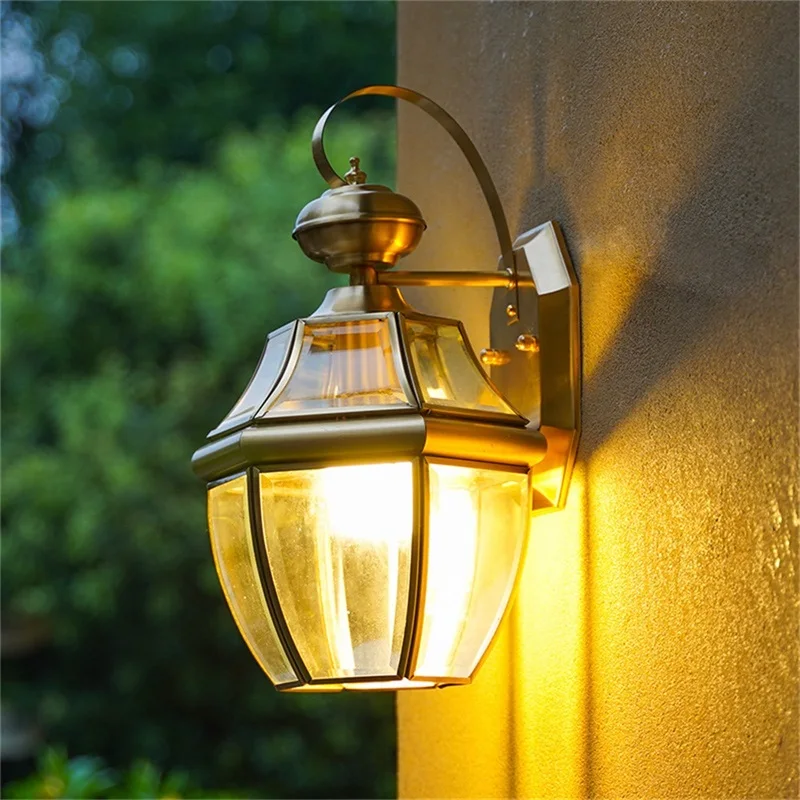 Уличный латунный настенный светильник TEMAR Retro, водонепроницаемые бра IP65, светодиодное освещение для домашнего крыльца, внутреннего двора