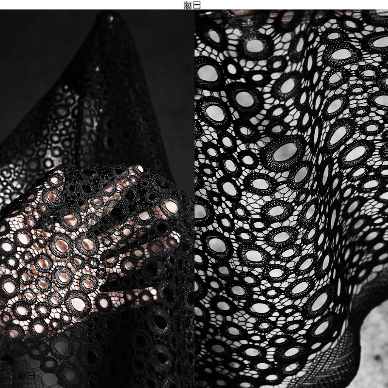 Черное кружево неправильной формы из сетчатой ткани С вырезами Одежда Платье Брюки Куртка Шаль Дизайнерский материал для шитья Ткань оптом