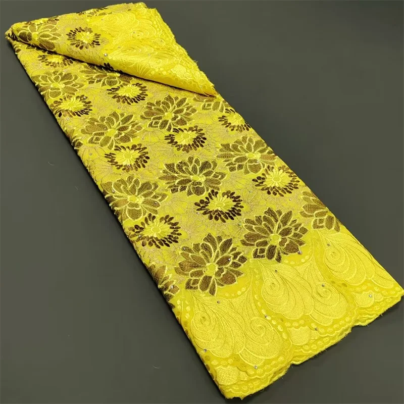Швейцарская кружевная ткань Lafaya, 5 ярдов, тяжелая вышивка бисером, африканские 100% хлопчатобумажные ткани, швейцарское вуалевое кружево, популярный дубайский стиль 1L05071