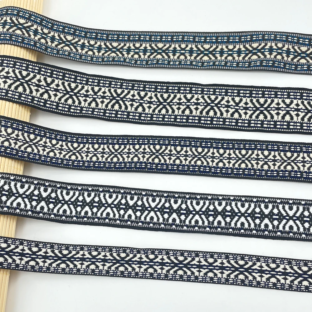 Широкий узор из тесьмы Этническая Жаккардовая лента Тесьма для сумки Ремень Лента для ремня DIY Текстиль Декор одежды Швейные Аксессуары